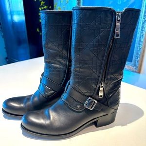 CHRISTIAN DIOR Guetre leather motorcycle boots